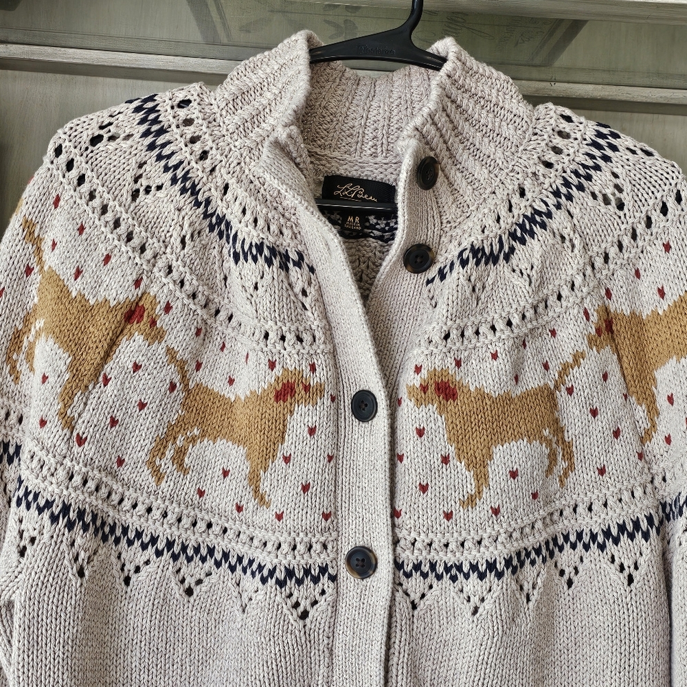 LL Bean Women's Signature Cotton Fisherman Sweater, Labrador Fair Isle - Picture 6 of 13